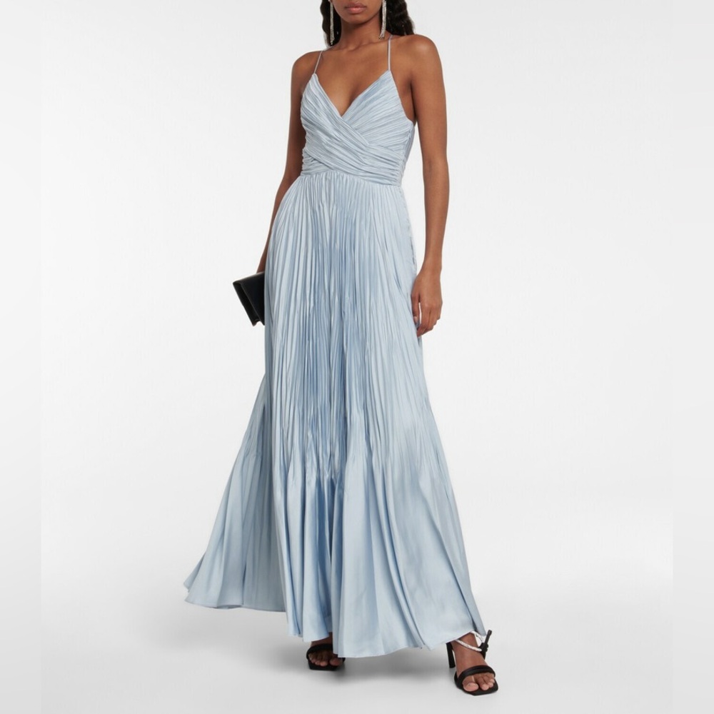 Jonathan Simkhai Milena Mushroom Plisse Wrap Dress Gown
